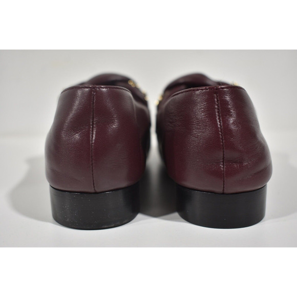 Chanel 17A Burgundy Red Braided CC Logo Gold Chain Slide Loafer Moccasin Flat 37 - Picture 9 of 10